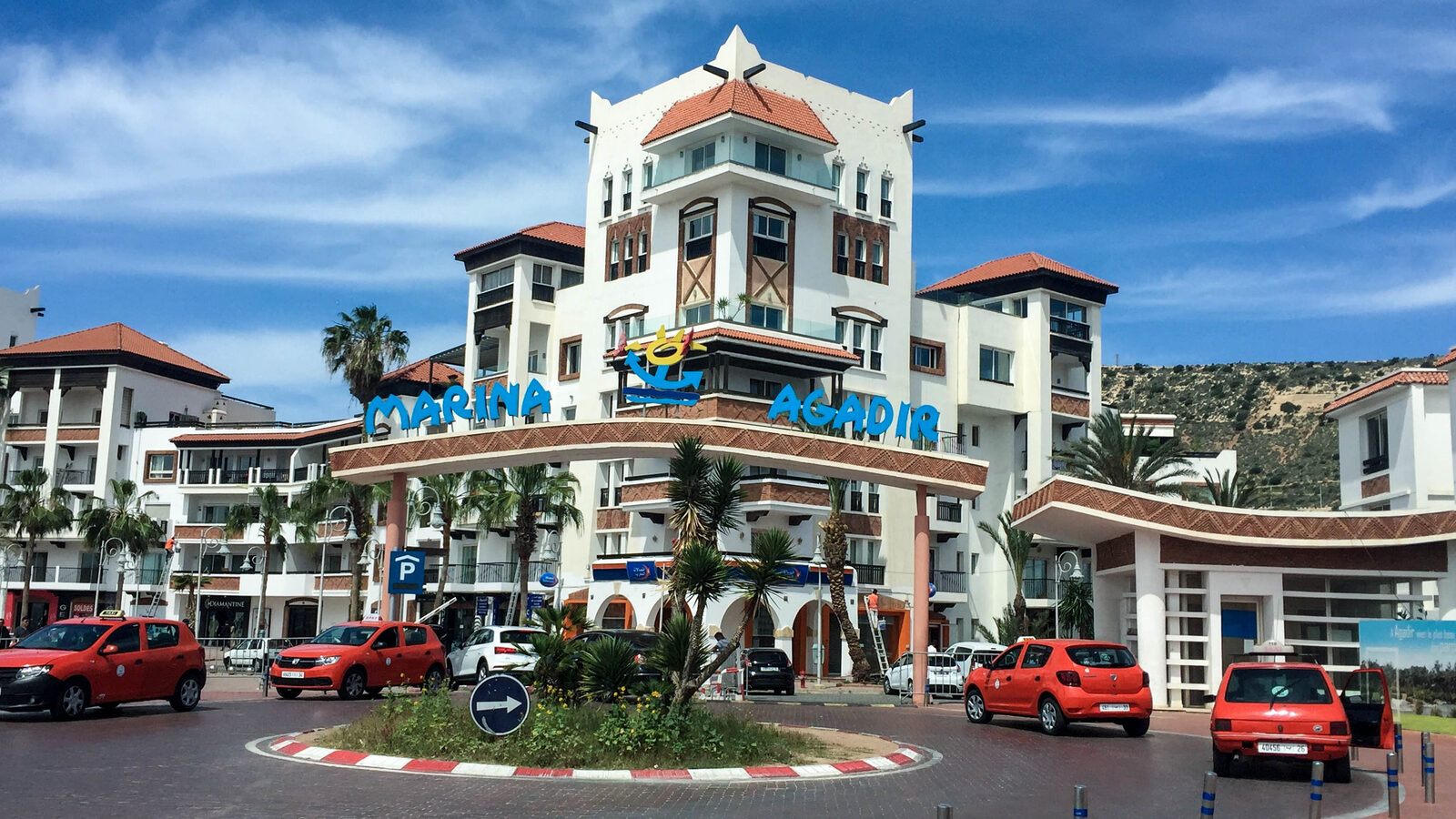 Entrance to the shopping arcade at Agadir Marina