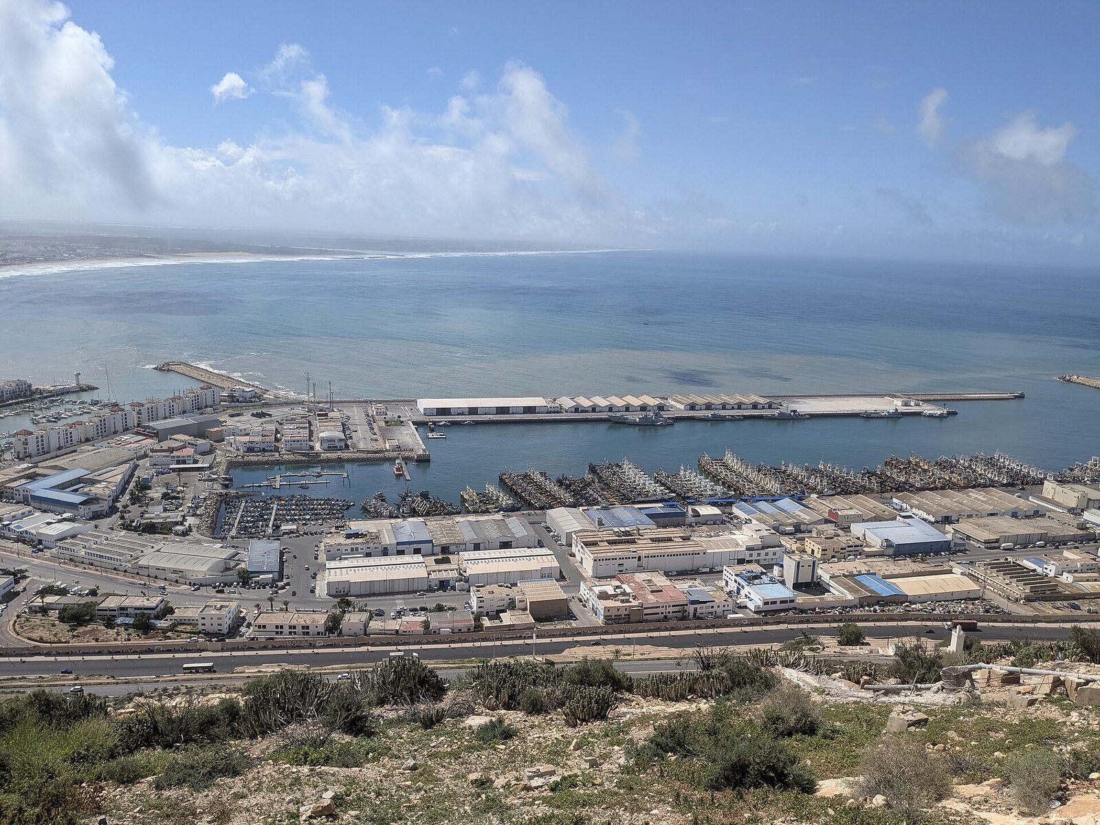 Port of Agadir seen from above the Oufella kasbah, Morocco