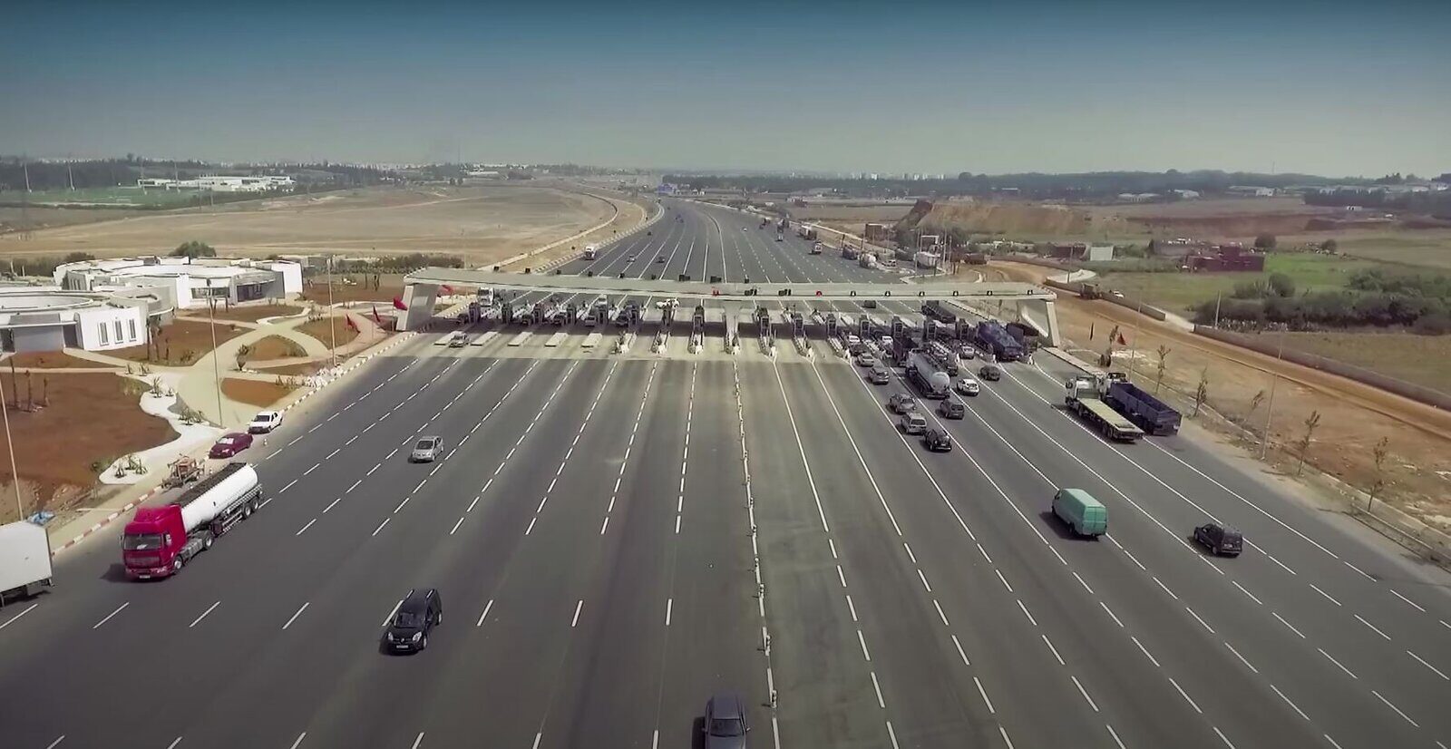 A toll plaza on Morocco’s A7 autoroute — the modern motorway linking Marrakech to Agadir