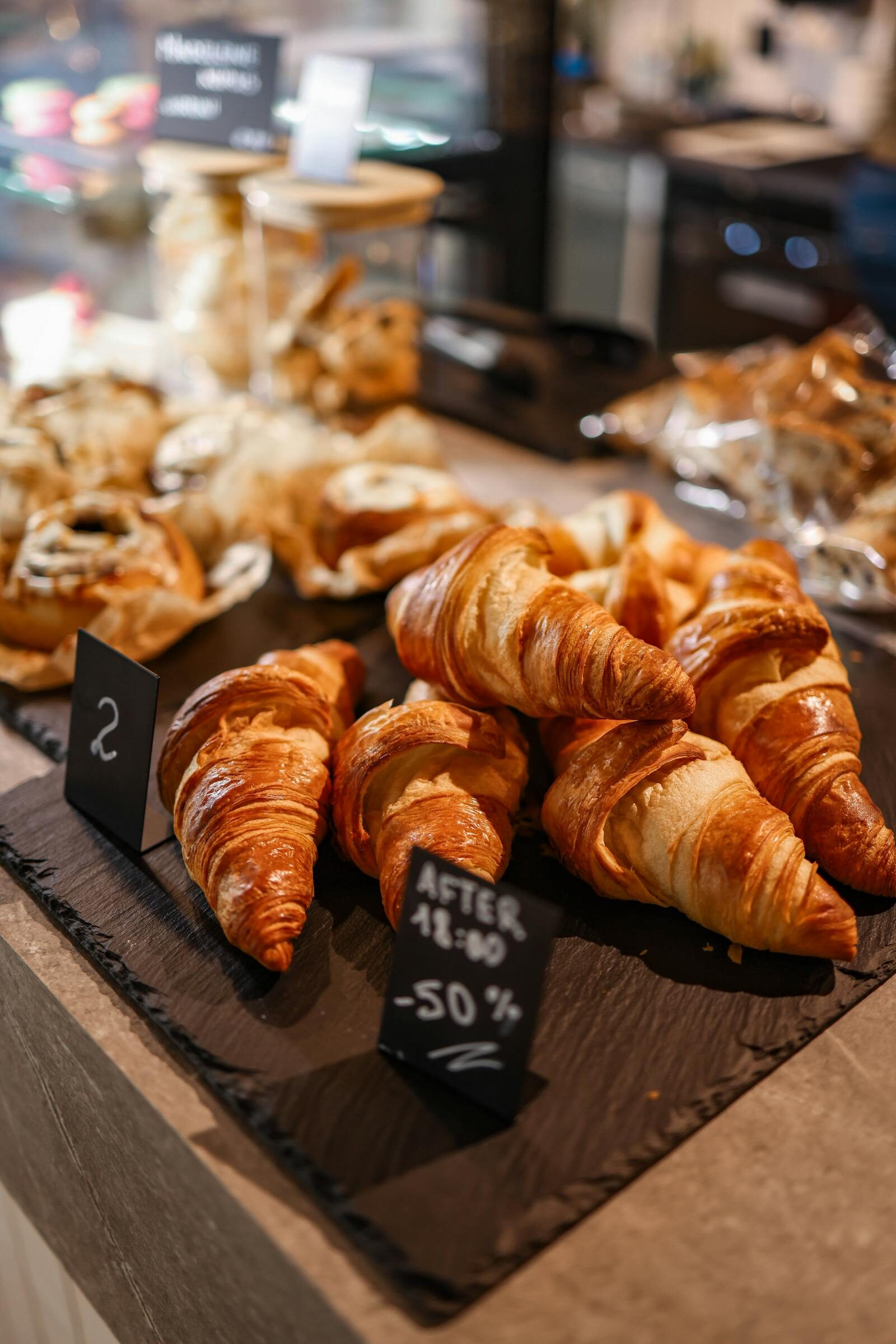 Pastry and bakery display with croissants and baked goods at TamTam Agadir brunch
